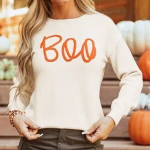 Women's Cream 'Boo' Crew Neck Sweater